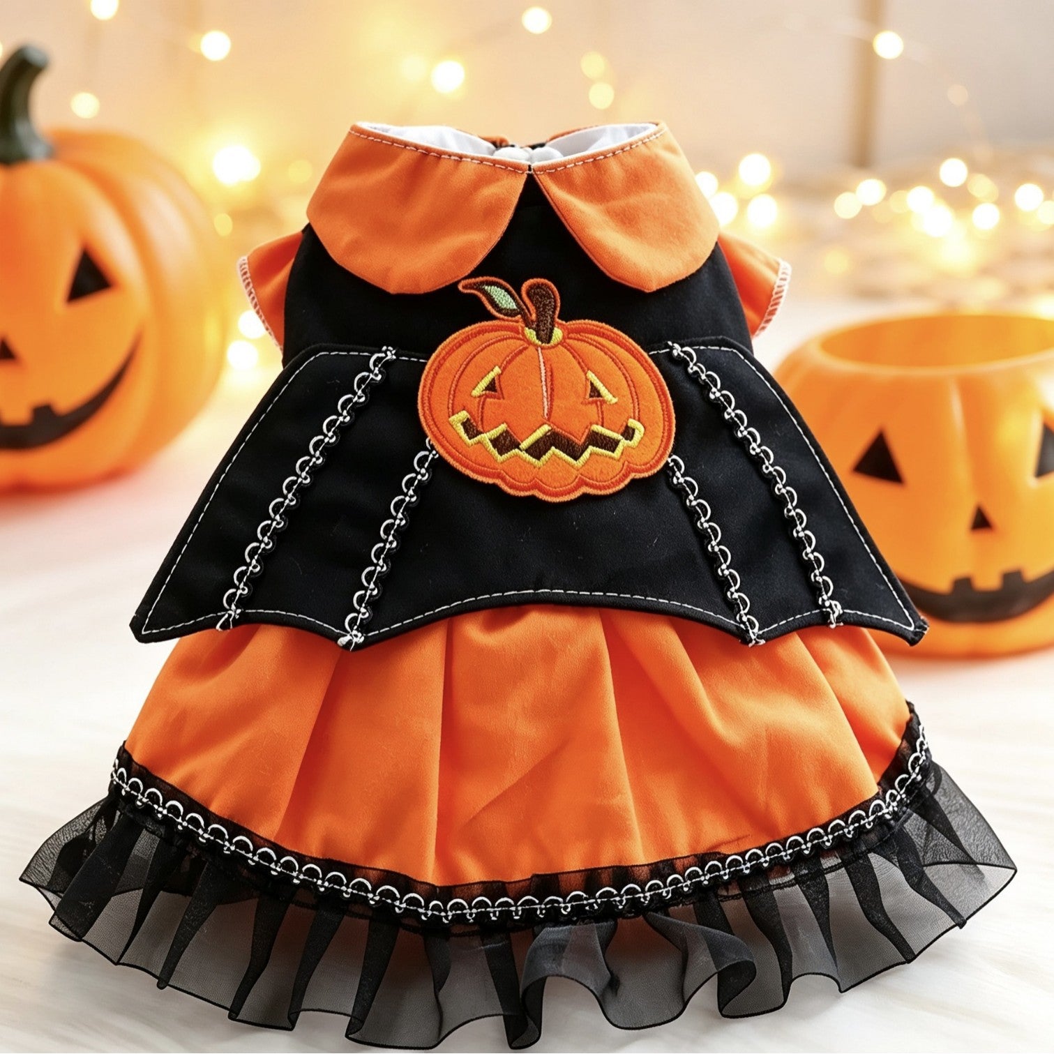 Halloween Pumpkin Dress for Dogs and Cats, Spring and Autumn Pet Costume, Small Dog Party Outfit