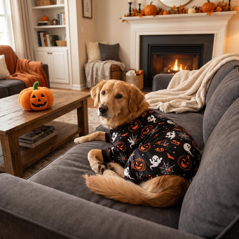 Halloween Pet Costume Pajamas Pumpkin Four-Legged Outfit Dog Clothes Halloween Clothes for Cats