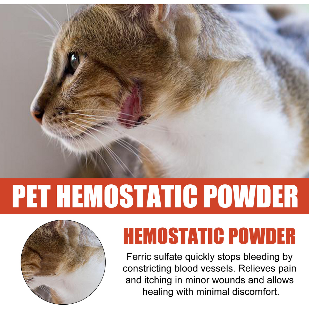 Pet Hemostatic Powder, Skin Wound Cleaning Styptic Powder For Cats And Dogs Soothing Wound Healing Powder For Pets