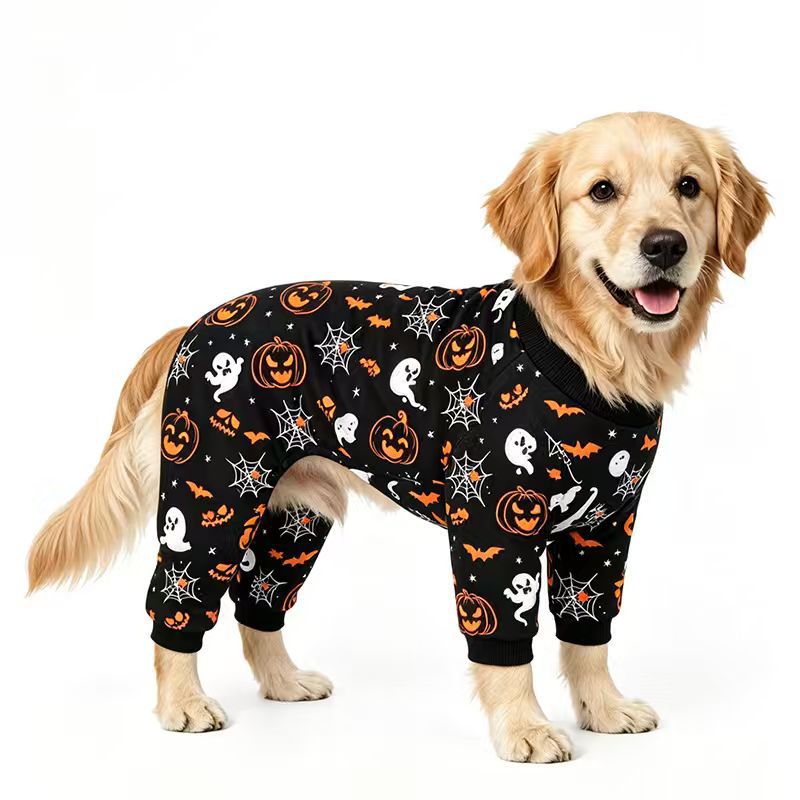 Halloween Pet Costume Pajamas Pumpkin Four-Legged Outfit Dog Clothes Halloween Clothes for Cats