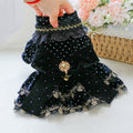 Pet Clothes Spring Autumn Small Dog Puppy Dark Black Festival Party Atmosphere Black Gold Dress Skirt