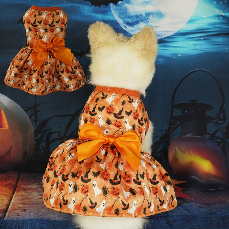 Halloween Pet Costume Pumpkin Bat Design Dog Clothing