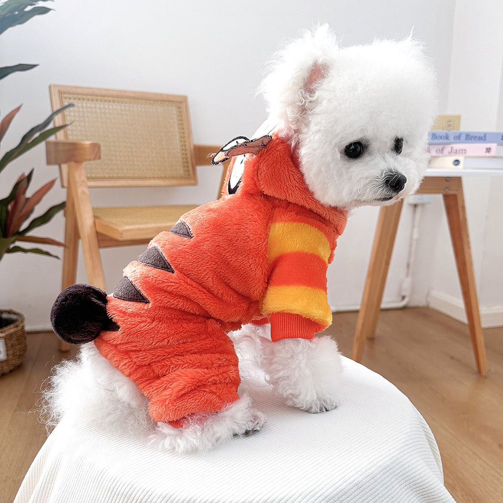 Cute Thick Fleece Four-Legged Clothing for Teddy Dogs, Autumn/Winter Small Tiger Costume Pet Clothes