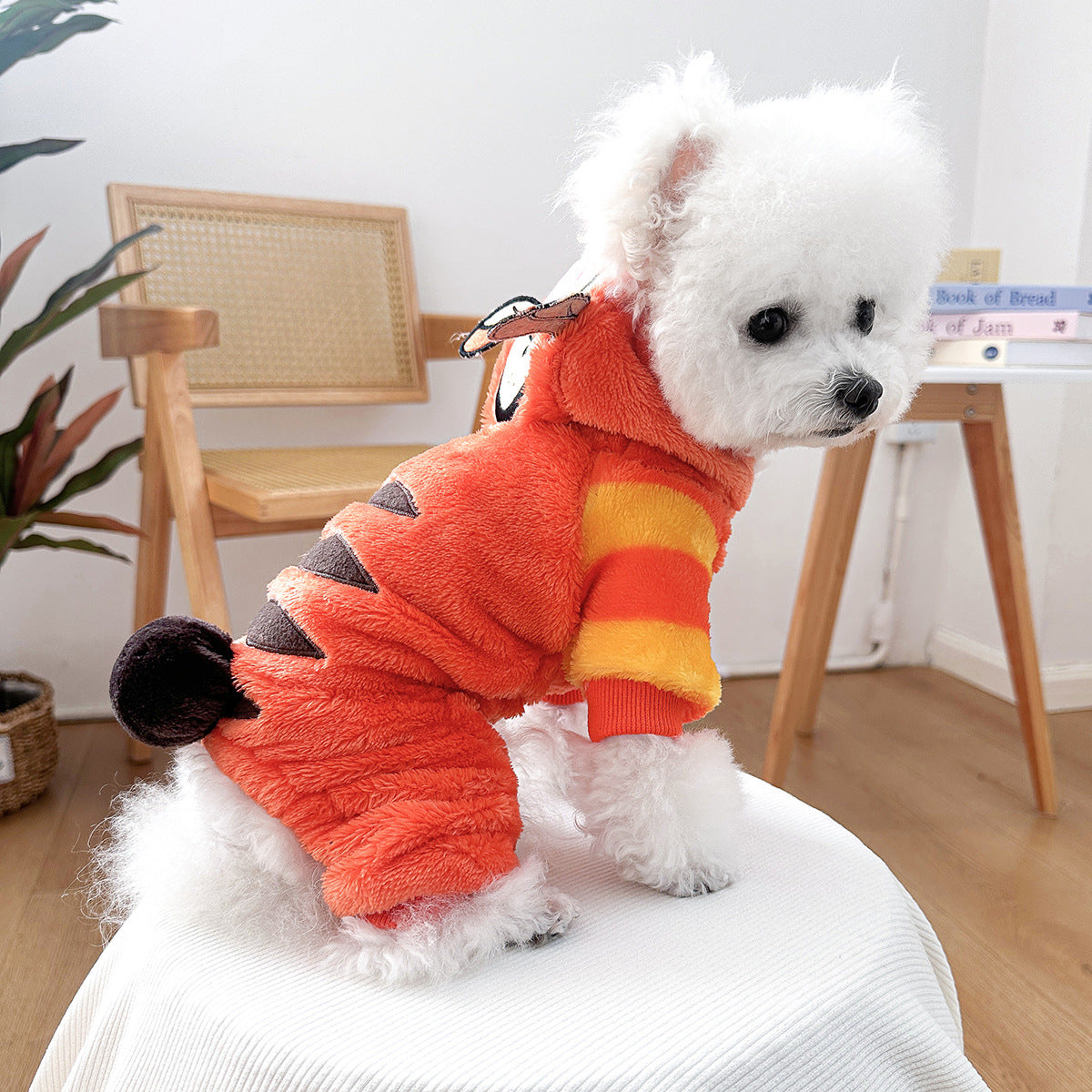 Cute Thick Fleece Four-Legged Clothing for Teddy Dogs, Autumn/Winter Small Tiger Costume Pet Clothes